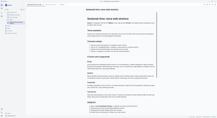 Bilješka u prikazu za čitanje, svijetla tema